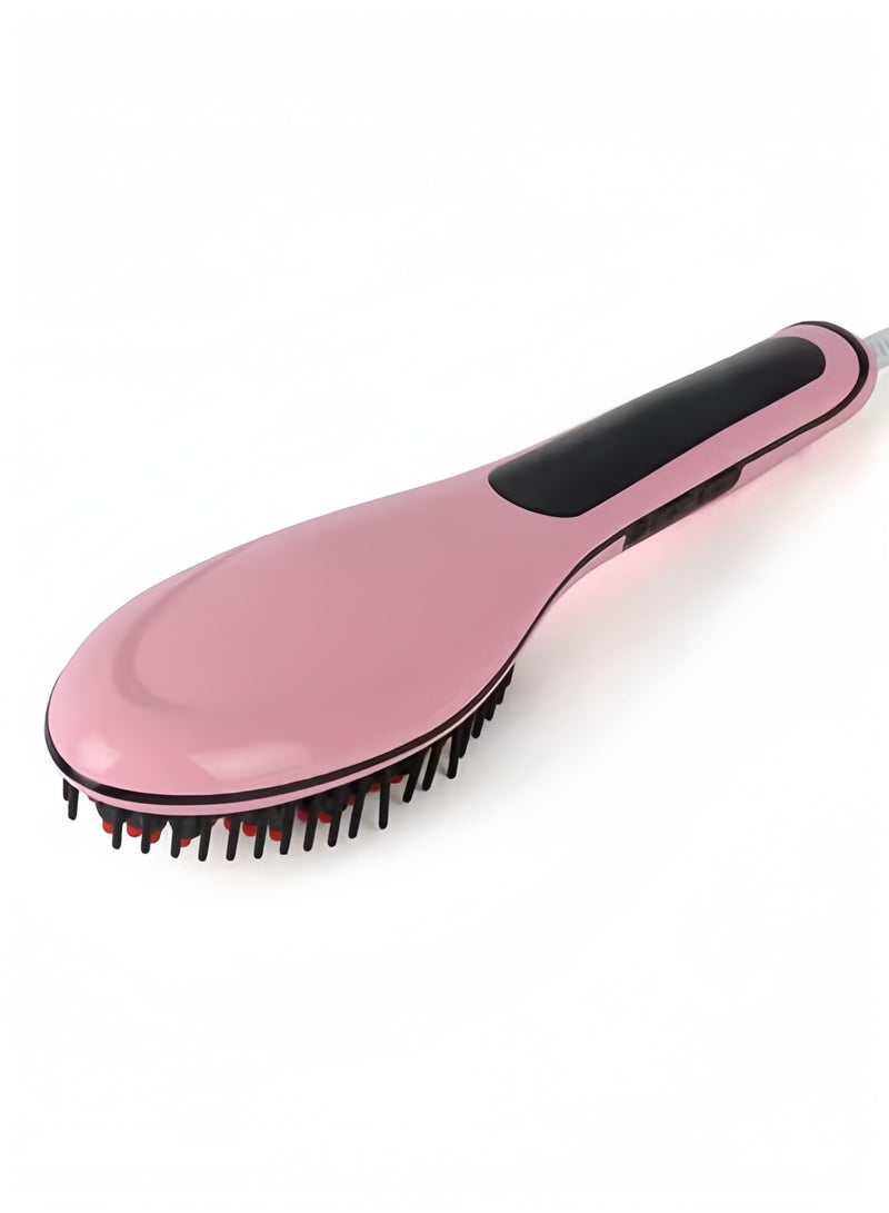 Ionic Hair Straightener Heat Brush, Ceramic Straightening Brush , LCD Display Dual Voltage Flat Iron with Anti-Scald Design - Image 2
