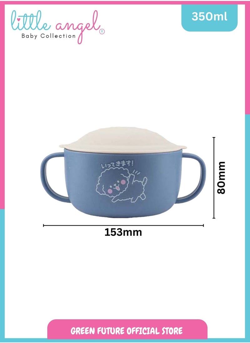 Little Angel Kids Feeding Bowl With Handle - Blue  - Image 4