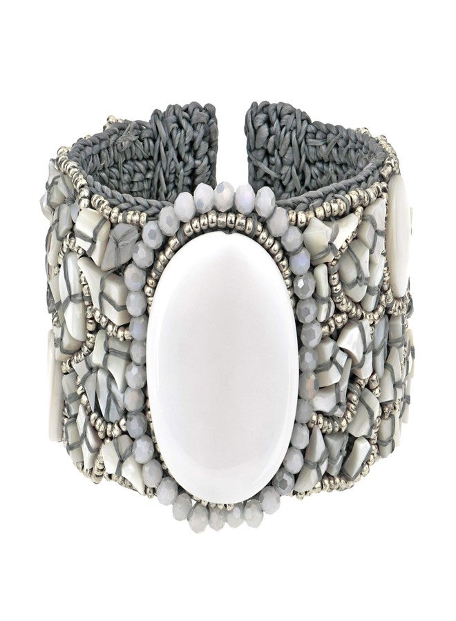 ايرافيدا سوار خرز بيضاوي الشكل من مزيج أحجار اللؤلؤ الأبيض من إيرافيدا - Image 1