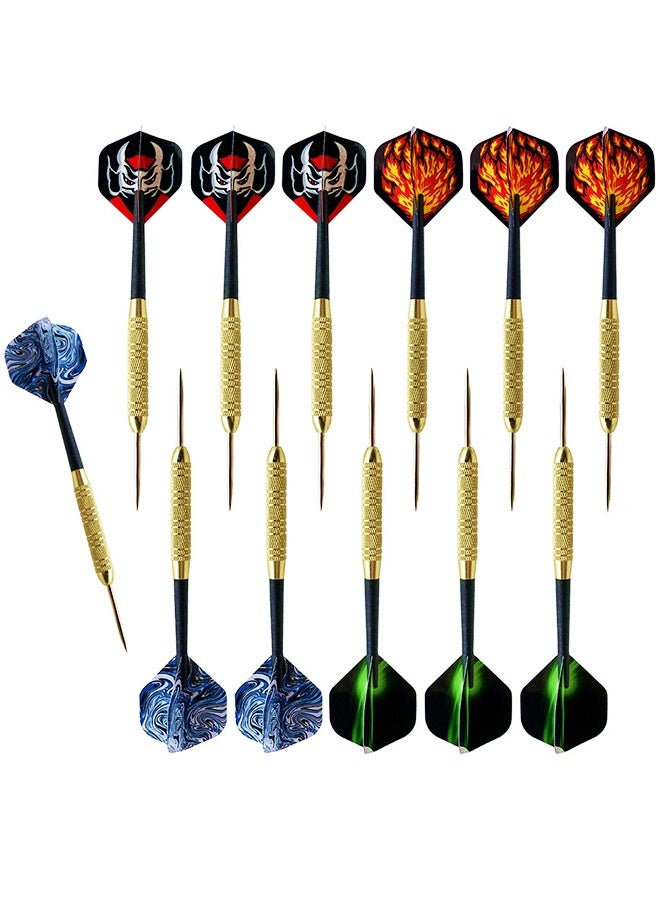 UETEEY 12PCS Steel Tip Darts Set - Professional Darts Steel Tip for Dartboard with Brass Barrels, Flights + Dart Tool + Gift Case - Darts Metal Tip - Image 1