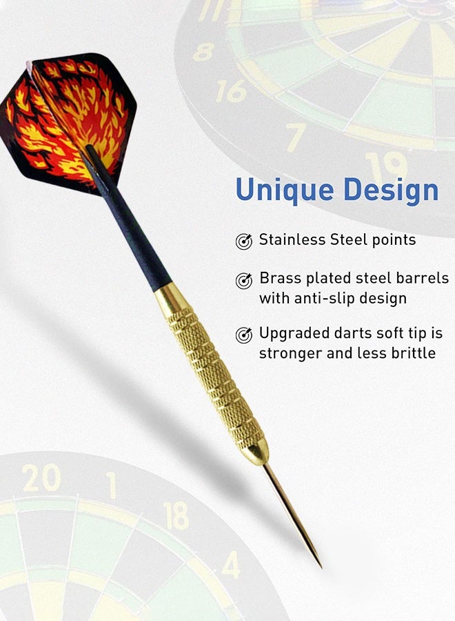 UETEEY 12PCS Steel Tip Darts Set - Professional Darts Steel Tip for Dartboard with Brass Barrels, Flights + Dart Tool + Gift Case - Darts Metal Tip - Image 2