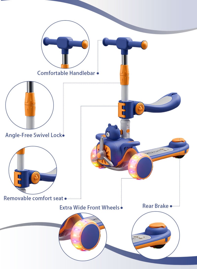 MaBaby سكوتر 2 في 1 قابل للتعديل بارتفاع قابل للطي يمكن للأطفال الجلوس اثنين في واحد سكوتر قابل للطي - Image 5