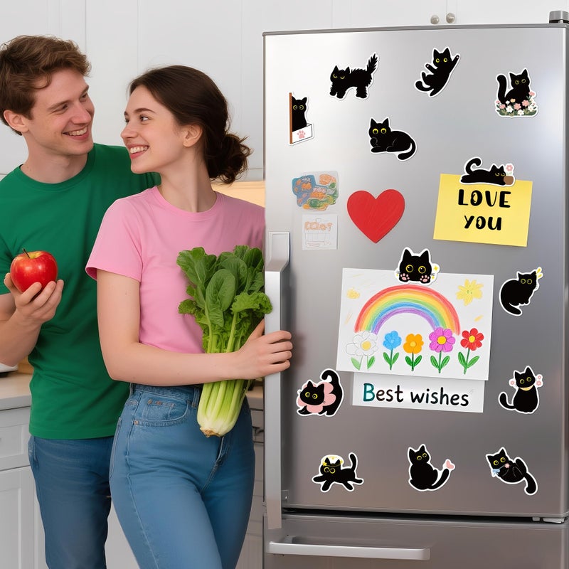 Nuesaurd 36PCS Cat Magnets Cute Fridge Magnets Funny Refrigerator Locker Magnets Black Cats Gifts for Cat Lovers Magnetic Stickers Decor for Locker Mailbox Door Whiteboard Home Kitchen Office - Image 4