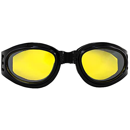 Global Vision Adventure Folding Motorcycle Goggles Black Frames with Yellow Lens - Image 2