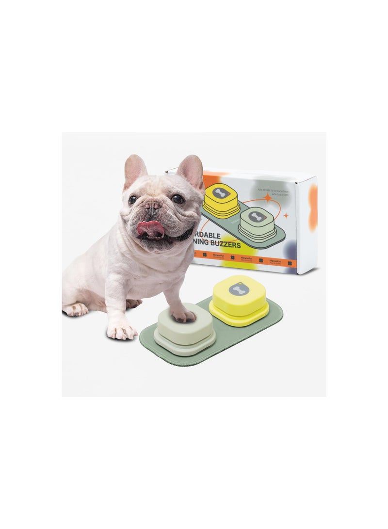 SOLARAE Dog Communication Buttons Starter Pack - Recordable Talking Buttons for Dogs with Clicker, Mat & Stickers, Made of Easy-to-Clean Rubber Material (Includes 2 AAA Batteries) - Image 1
