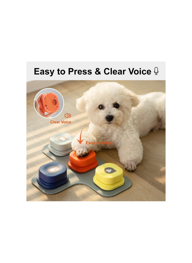 SOLARAE Dog Communication Buttons Starter Pack - Recordable Talking Buttons for Dogs with Clicker, Mat & Stickers, Made of Easy-to-Clean Rubber Material (Includes 2 AAA Batteries) - Image 3