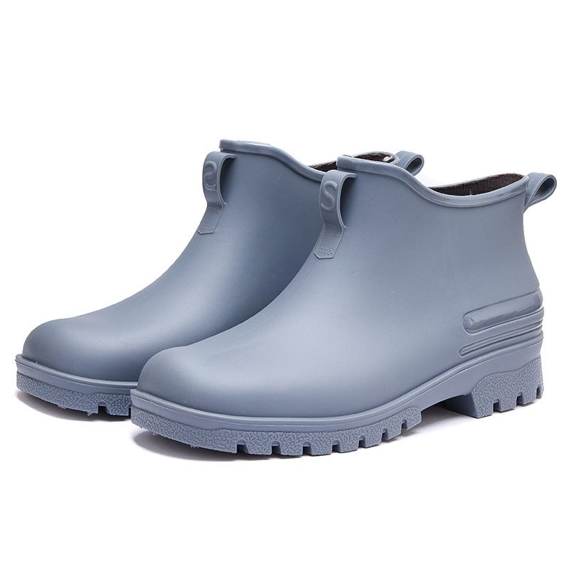 Fashion rain boots mens short waterproof shoes student rain boots non-slip water boots Womens thick-soled kitchen low-top rubber shoes cross-border Gray
