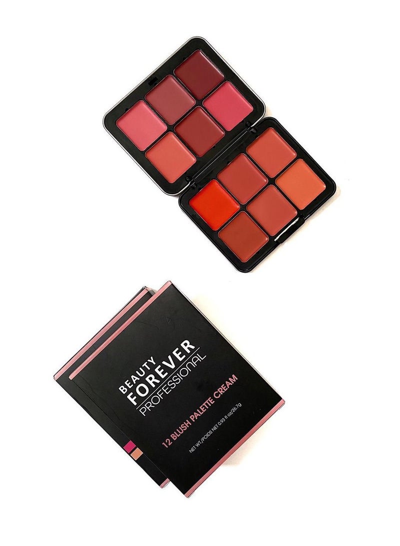 بيوتي فوريفر مجموعة ألوان أحمر خدود احترافية مكونة من 12 لونًا - Image 1
