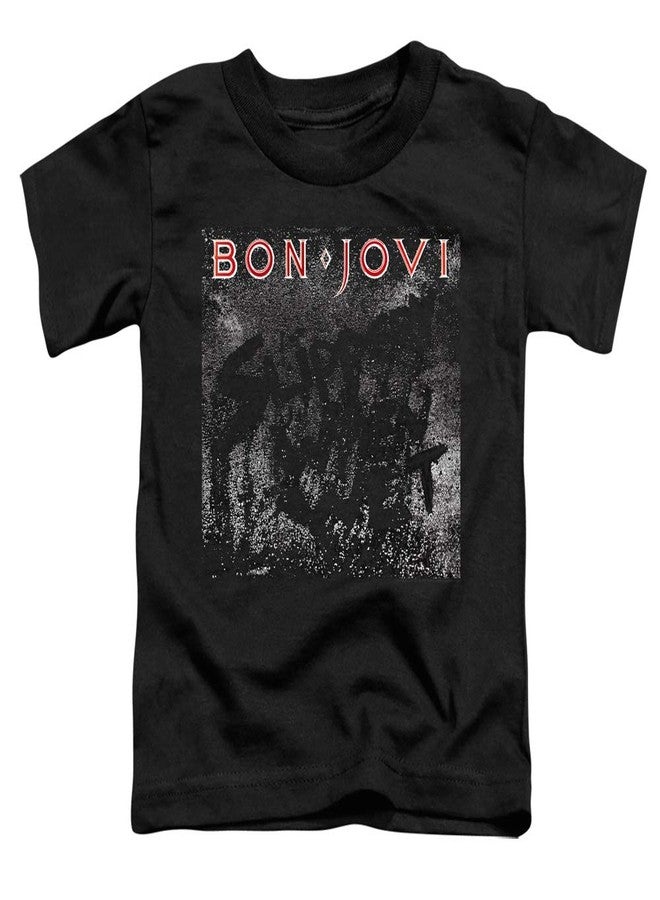Trevco Bon Jovi Slippery Cover Unisex Toddler T Shirt for Boys and Girls, Large (4T) Black - Image 1