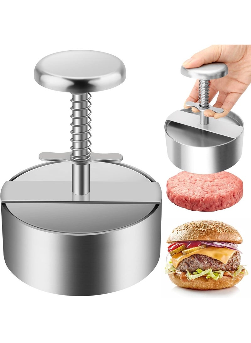 Burger Press, Stainless Steel Adjustable Hamburger Patty Maker, Non Stick Patty Making molds - Image 1