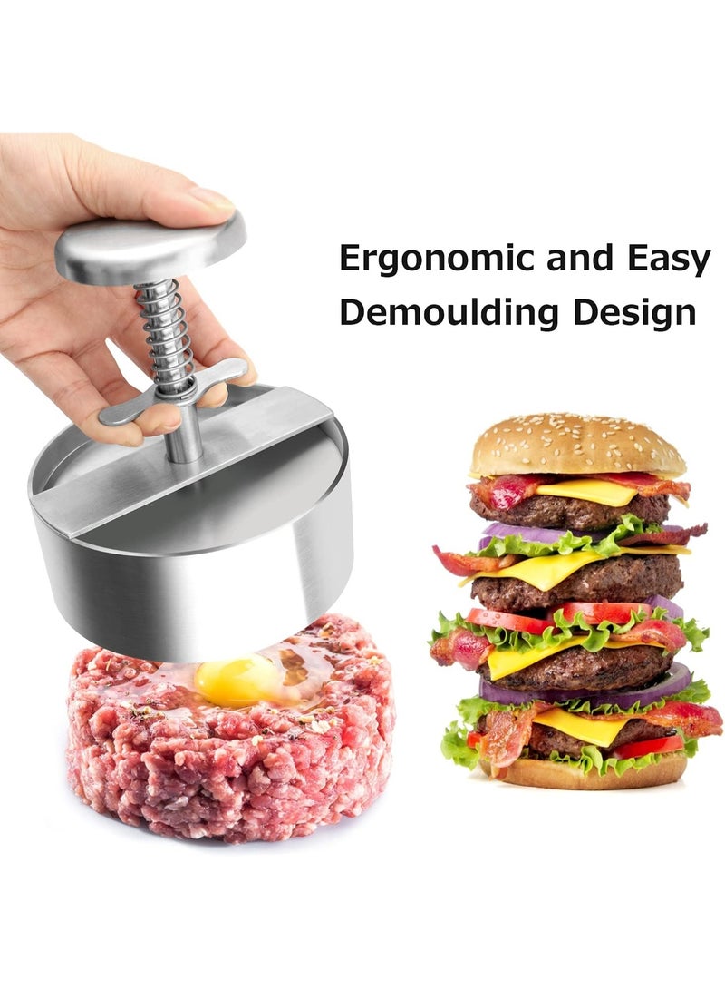 Burger Press, Stainless Steel Adjustable Hamburger Patty Maker, Non Stick Patty Making molds - Image 2