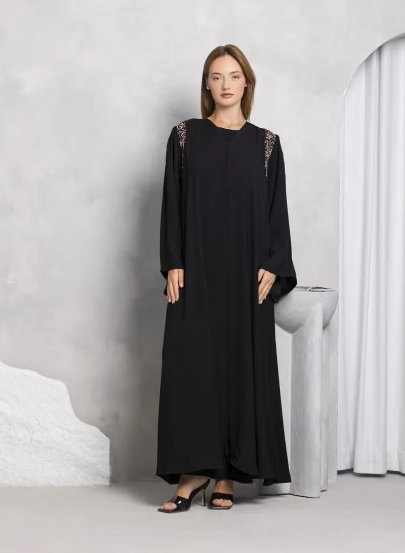 Nikias Nikias Black crepe fabric with shoulder handwork front and back