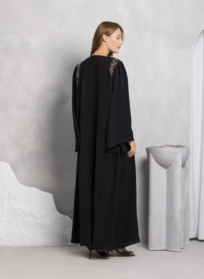 Nikias Nikias Black crepe fabric with shoulder handwork front and back