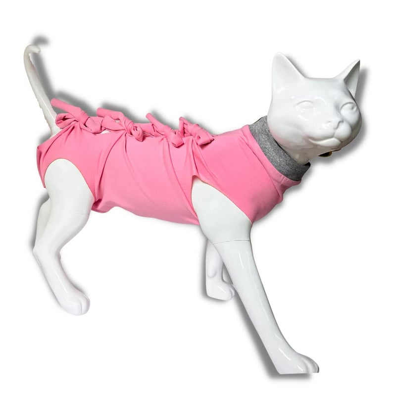 A+a Pets ' Cat Everyday Clothing, for Post Surgery Recovery, Abdominal Wounds or Skin Diseases | Breathable Cotton (Pink, M) - Image 1