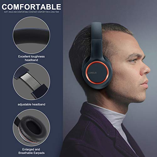 LORELEI X8 Over-Ear Wired Headphones with Microphone with 1.45m-Tangle-Free Nylon Line&3.5mm Plug,Lightweight Foldable & Portable Headphones for Smartphone,Tablet,Computer,Mp3/4(Dark Blue) - Image 2