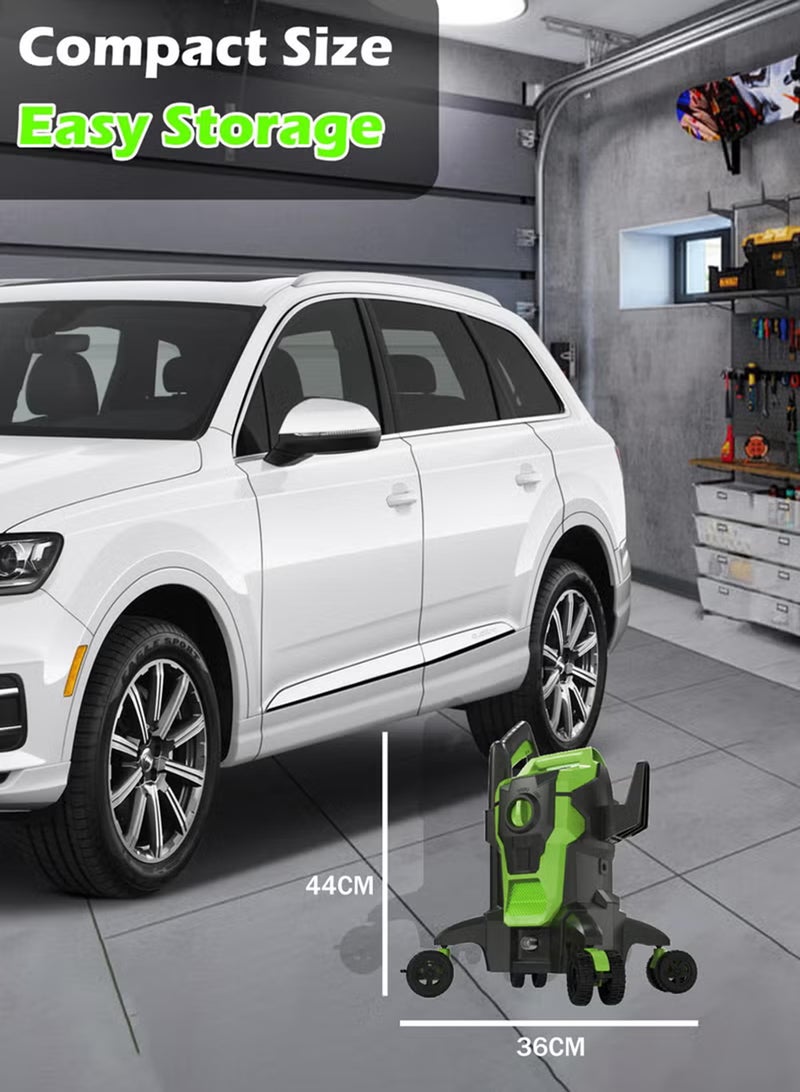 EzzySo غسالة ضغط كهربائية، 3000 PSI 2.4 GPM غسالة قوية بتقنية منع الانقلاب، فوهات توصيل سريعة، مدفع رغوة، رمح من الفولاذ المقاوم للصدأ، غسالة ضغط عالية للسيارات/الأسوار/الممرات/الباحات - Image 2