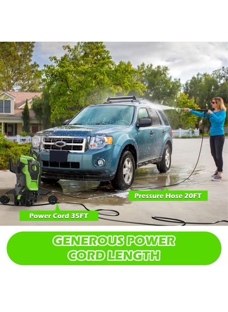 EzzySo غسالة ضغط كهربائية، 3000 PSI 2.4 GPM غسالة قوية بتقنية منع الانقلاب، فوهات توصيل سريعة، مدفع رغوة، رمح من الفولاذ المقاوم للصدأ، غسالة ضغط عالية للسيارات/الأسوار/الممرات/الباحات - Image 3