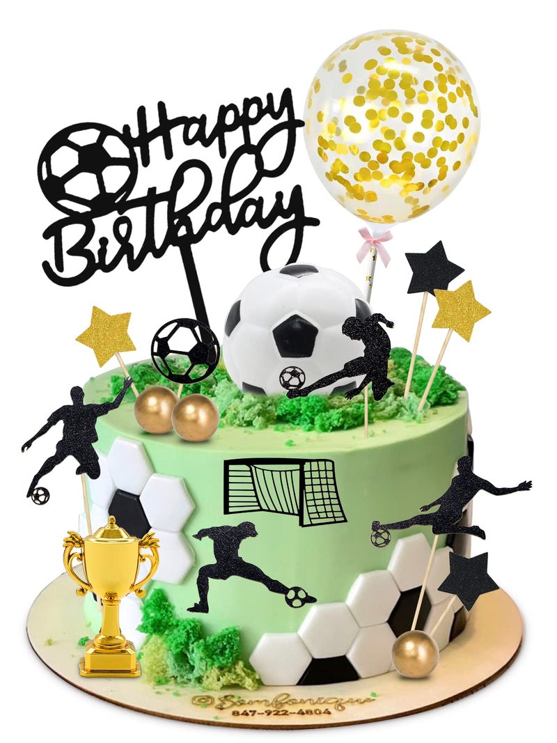 Lukinuo 29pcs Soccer Cake Topper Soccer Ball Player Cake Decorations Soccer Figurine Soccer Birthday Cake Decoration for Men Boy Soccer Sport Theme Birthday Party Suppplies - Image 1