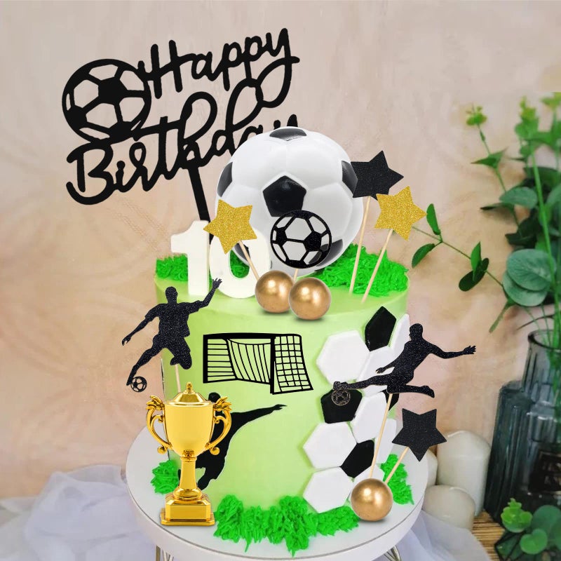 Lukinuo 29pcs Soccer Cake Topper Soccer Ball Player Cake Decorations Soccer Figurine Soccer Birthday Cake Decoration for Men Boy Soccer Sport Theme Birthday Party Suppplies - Image 5