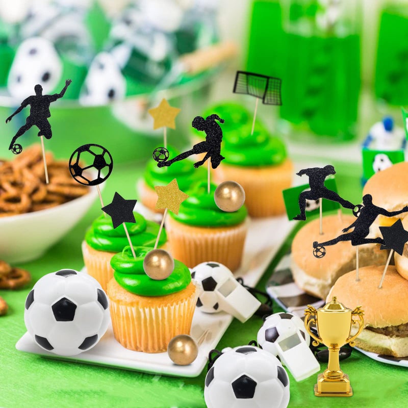 Lukinuo 29pcs Soccer Cake Topper Soccer Ball Player Cake Decorations Soccer Figurine Soccer Birthday Cake Decoration for Men Boy Soccer Sport Theme Birthday Party Suppplies - Image 4