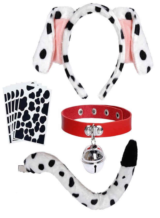 Jmkcoz Dalmatian Dog Costume Dalmatian Ears Headband and Tail Choker Sticker Accessories for Halloween Dress Up Cosplay Party - Image 1