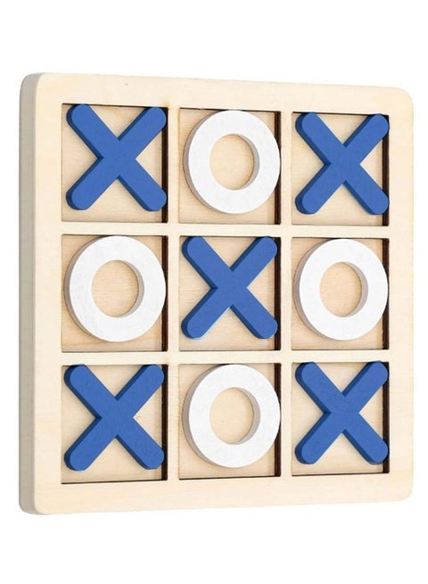 Tic-Tac-Toe Game Toy Classic Wooden Checkerboard Educational Family Game Toys Set for Adults and Kids BLUE