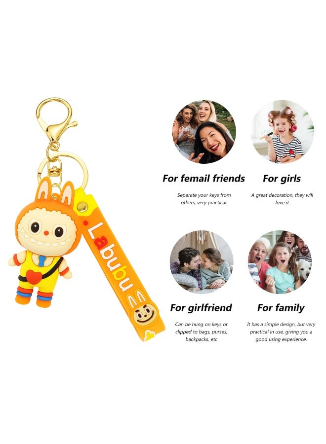 Labubu Keychain 3D Cartoon Pendant with Silicone Strap | Soft PVC Material, Durable & Lightweight | Pendant Size 7cm & Strap Size 13cm | Secure Metal Key Ring with Lobster Clasp | Portable, Wear-Resistant, Non-Fading | Cute Accessory for Keys & Bags - Image 2