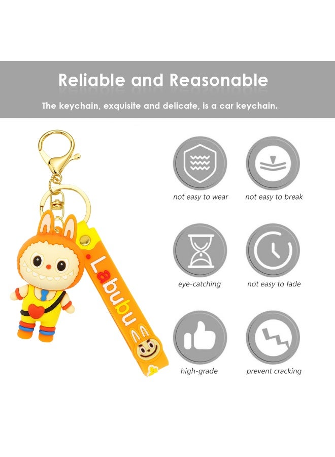 Labubu Keychain 3D Cartoon Pendant with Silicone Strap | Soft PVC Material, Durable & Lightweight | Pendant Size 7cm & Strap Size 13cm | Secure Metal Key Ring with Lobster Clasp | Portable, Wear-Resistant, Non-Fading | Cute Accessory for Keys & Bags - Image 3