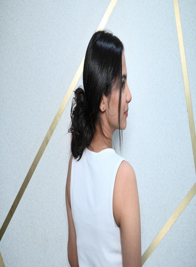 بوكسو ربطات شعر بوكسو الطبيعية على شكل كعكة فوضوية، ربطات شعر مطاطية مجعدة للنساء - بني - Image 4