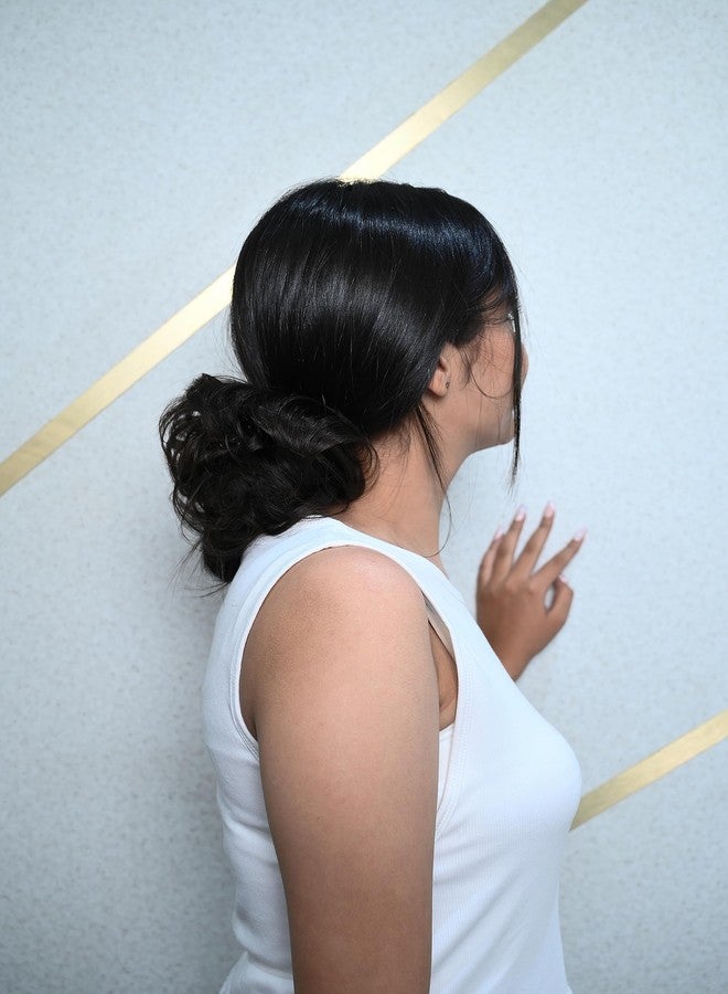 بوكسو ربطات شعر بوكسو الطبيعية على شكل كعكة فوضوية، ربطات شعر مطاطية مجعدة للنساء - بني - Image 5