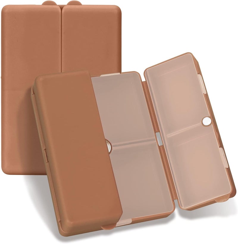 FYY Daily Pill Organizer,7 Compartments Portable Case for Travel,[Folding Design] for Purse Pocket to Hold Vitamins,Cod Liver Oil,Supplements and Medication-Brown - Image 1