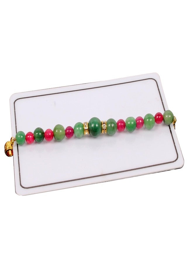 gemsindia خرز من الأحجار الكريمة الحقيقية متعدد الألوان من Gemsindia Rakhi لراكشا باندهان، أحجار كريمة معتمدة، أحجار كريمة مصنوعة يدويًا من أجل Bhai Brother Bhaiya - Image 2