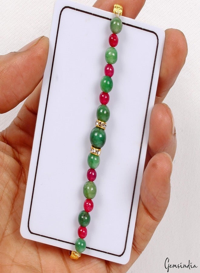 gemsindia خرز من الأحجار الكريمة الحقيقية متعدد الألوان من Gemsindia Rakhi لراكشا باندهان، أحجار كريمة معتمدة، أحجار كريمة مصنوعة يدويًا من أجل Bhai Brother Bhaiya - Image 5