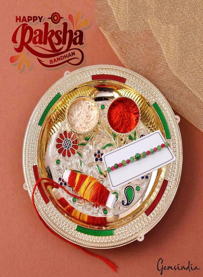 gemsindia خرز من الأحجار الكريمة الحقيقية متعدد الألوان من Gemsindia Rakhi لراكشا باندهان، أحجار كريمة معتمدة، أحجار كريمة مصنوعة يدويًا من أجل Bhai Brother Bhaiya - Image 3