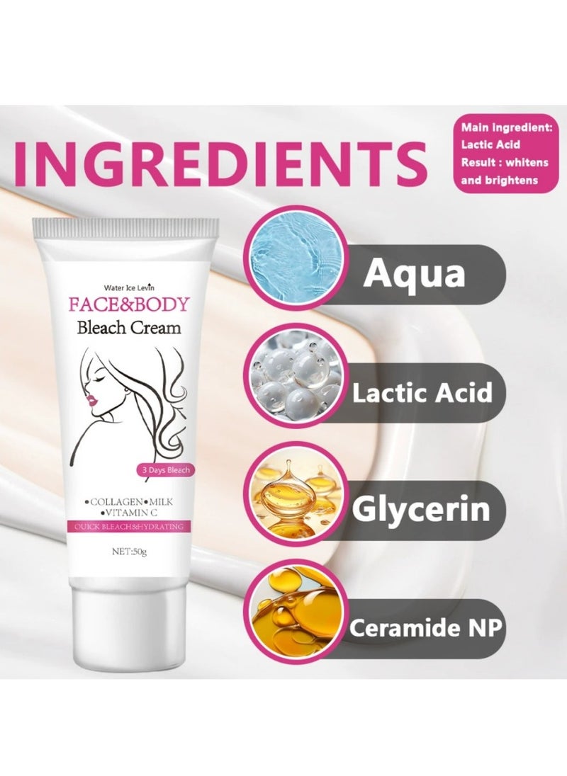 Water Ice Levin 50g (1.76Oz) Face and Body Brightening and Tone-up Cream, Ideal for Makeup on Face and Body, with a Mild Texture. Suitable for Both Men and Women. Applicable to Face, Neck, Armpits, Joints and Other Areas. Brightens and Moisturizes Simultaneously.  - Image 3