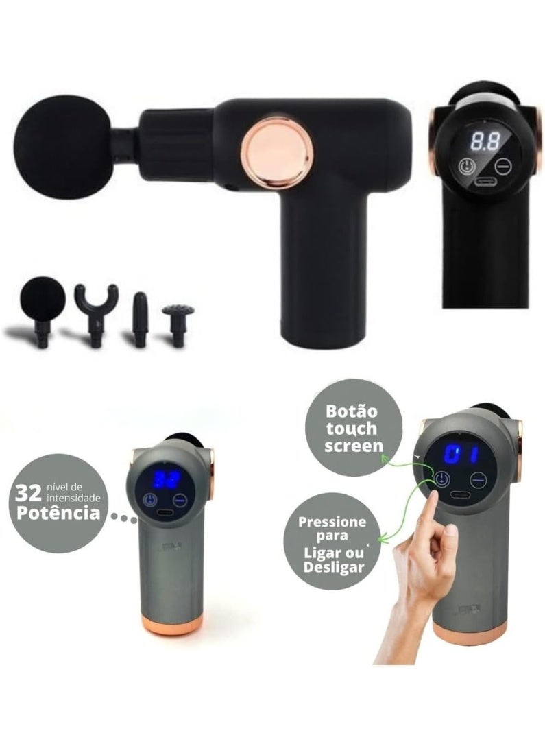 TIGER Electric Massager Portable Gun Professional Body Muscle Physiotherapy Lymphatic Drainage Deep Tissue Handheld Massage Gun with 6 Interchangeable Heads, Quiet Brushless Motor, Adjustable Speed Levels, Rechargeable Battery & Carry Case for Pain Relief, Relaxation & Post-Workout Recovery - Image 3