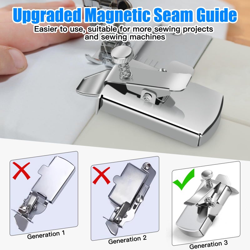 TOOVREN Upgraded Magnetic Seam Guide for Sewing Machine, Magnetic Seam Guide with Clip, Universal Seam Guide, Hemmer Guide, Multifunctional Hem Guide for Sewing Machine, Sewing Supplie Accessories - Image 2