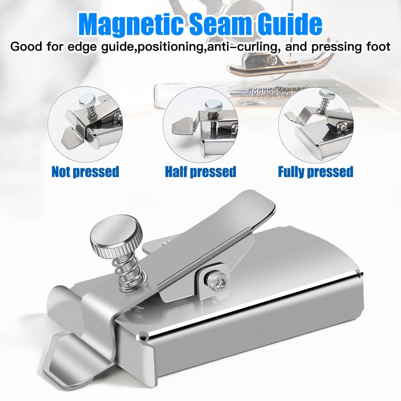 TOOVREN Upgraded Magnetic Seam Guide for Sewing Machine, Magnetic Seam Guide with Clip, Universal Seam Guide, Hemmer Guide, Multifunctional Hem Guide for Sewing Machine, Sewing Supplie Accessories - Image 3