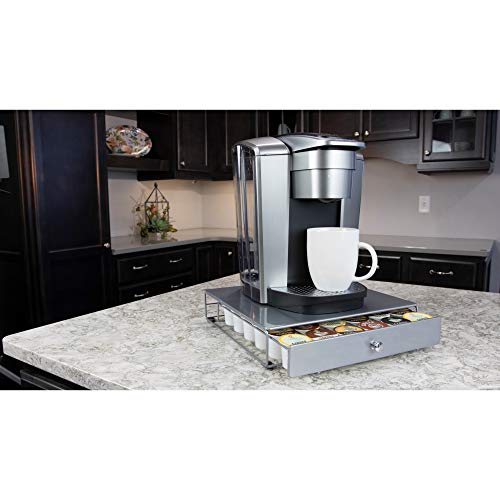 Nifty Solutions Nifty Coffee Pod Drawer - Silver Finish, Compatible with K-Cups, 36 Pod Pack Holder, Non-Rolling, Compact Under Coffee Pot Storage Sliding Drawer, Slim Home Kitchen Counter Organizer - Image 3