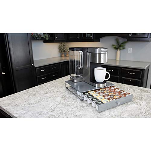 Nifty Solutions Nifty Coffee Pod Drawer - Silver Finish, Compatible with K-Cups, 36 Pod Pack Holder, Non-Rolling, Compact Under Coffee Pot Storage Sliding Drawer, Slim Home Kitchen Counter Organizer - Image 2