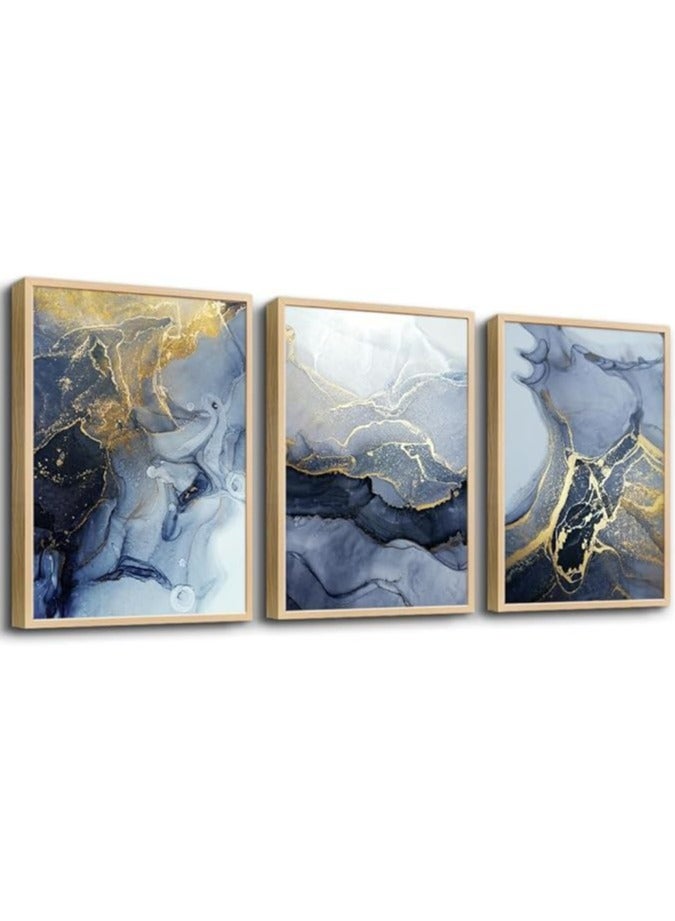 مؤسسة فكرة اليوم لوحة فنية تجريدية مؤطرة من الخشب الطبيعي من Today Idea لديكور غرفة المعيشة وغرفة النوم والمكتب | مقاس كبير 20 × 28 بوصة - Image 1