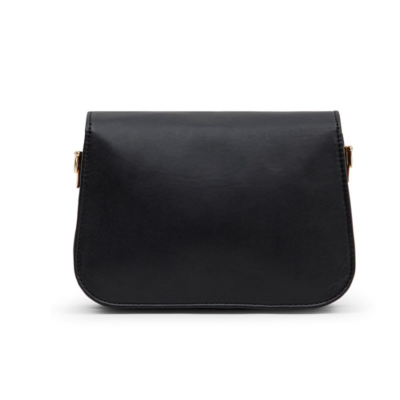 Berrylush Women Solid Black PU Detachable Sling Strap Arrow Striped Pattern Structured Regular Sling Bag - Image 4