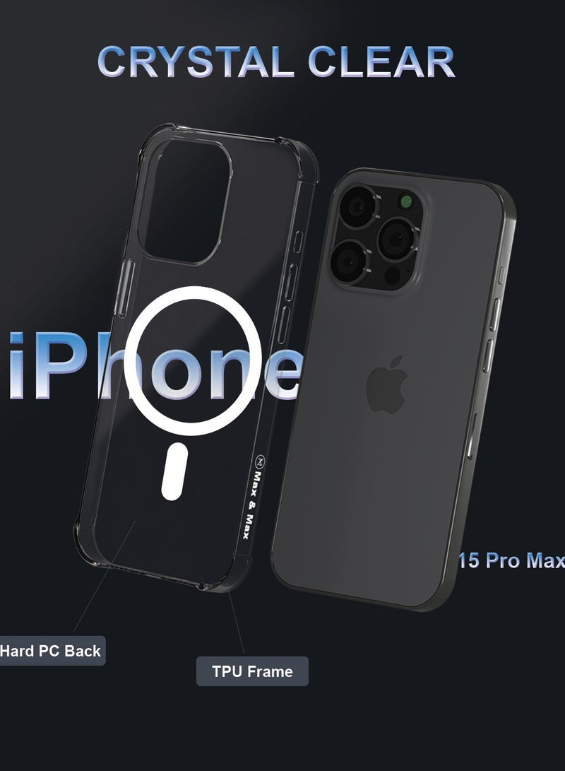 ماكس آند ماكس جراب MagSafe لهاتف iPhone 15 Pro Max - غطاء شفاف مغناطيسي فائق النحافة، مقاوم للخدش، متوافق مع الشحن اللاسلكي MagSafe - Image 3
