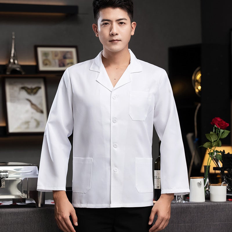 Canteen Chef Work Clothes For Men, Kindergarten Kitchen Chef Uniforms For Women, Summer Thin Breathable White Short-Sleeved Uniforms - Image 1