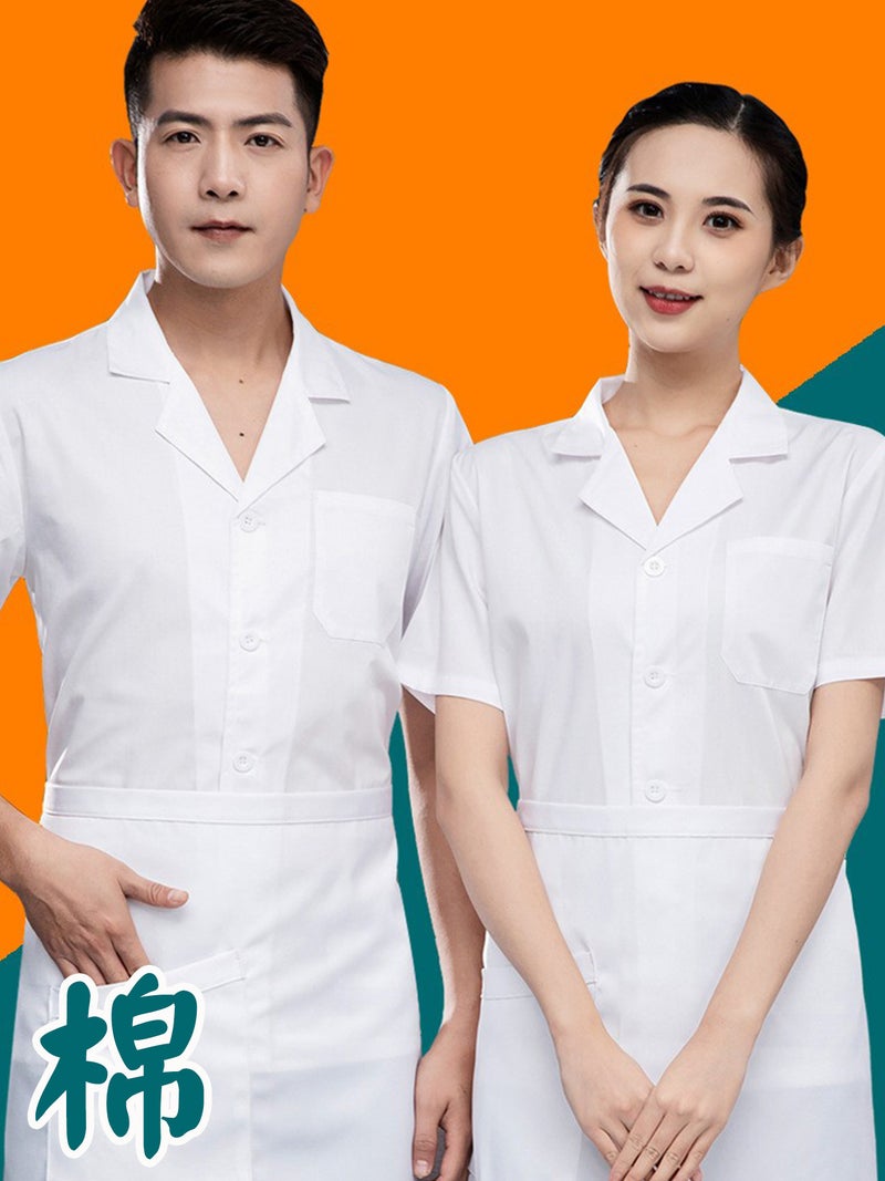 Canteen Chef Work Clothes For Men, Kindergarten Kitchen Chef Uniforms For Women, Summer Thin Breathable White Short-Sleeved Uniforms - Image 2
