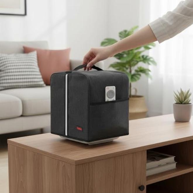 غطاء حماية من الغبار لجهاز العرض Kingshion JMGO N1 Pro/N1 Ultra، جراب حماية مقاوم للماء مع جيب للملحقات - رمادي داكن - Image 5