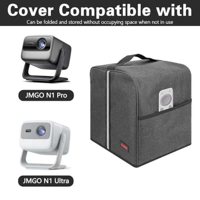 غطاء حماية من الغبار لجهاز العرض Kingshion JMGO N1 Pro/N1 Ultra، جراب حماية مقاوم للماء مع جيب للملحقات - رمادي داكن - Image 4