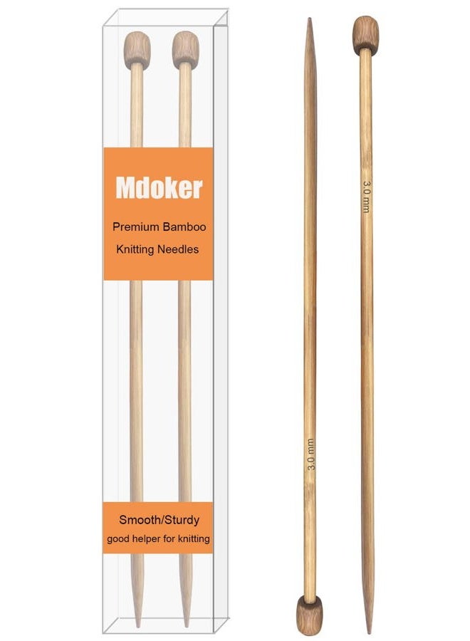 Mdoker Bamboo Knitting Needle Straight Single Pointed Sweater Knitting Needles 10-inch Length for Handmade DIY Knitting Projects,Size US 4(3.5mm) - Image 1