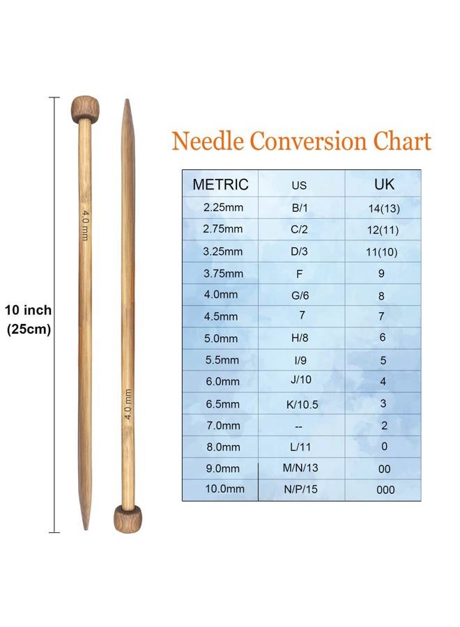 Mdoker Bamboo Knitting Needle Straight Single Pointed Sweater Knitting Needles 10-inch Length for Handmade DIY Knitting Projects,Size US 4(3.5mm) - Image 4