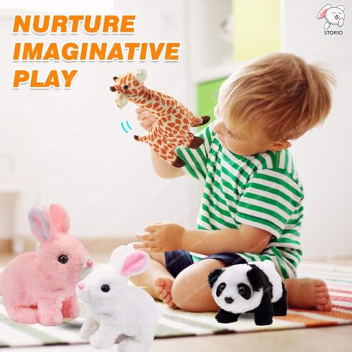 Storio Interactive Hopping Bunny Toy with Sound, Movement, Wiggling Ears, Battery Operated, Educational Gift for Kids 3+ - Image 3